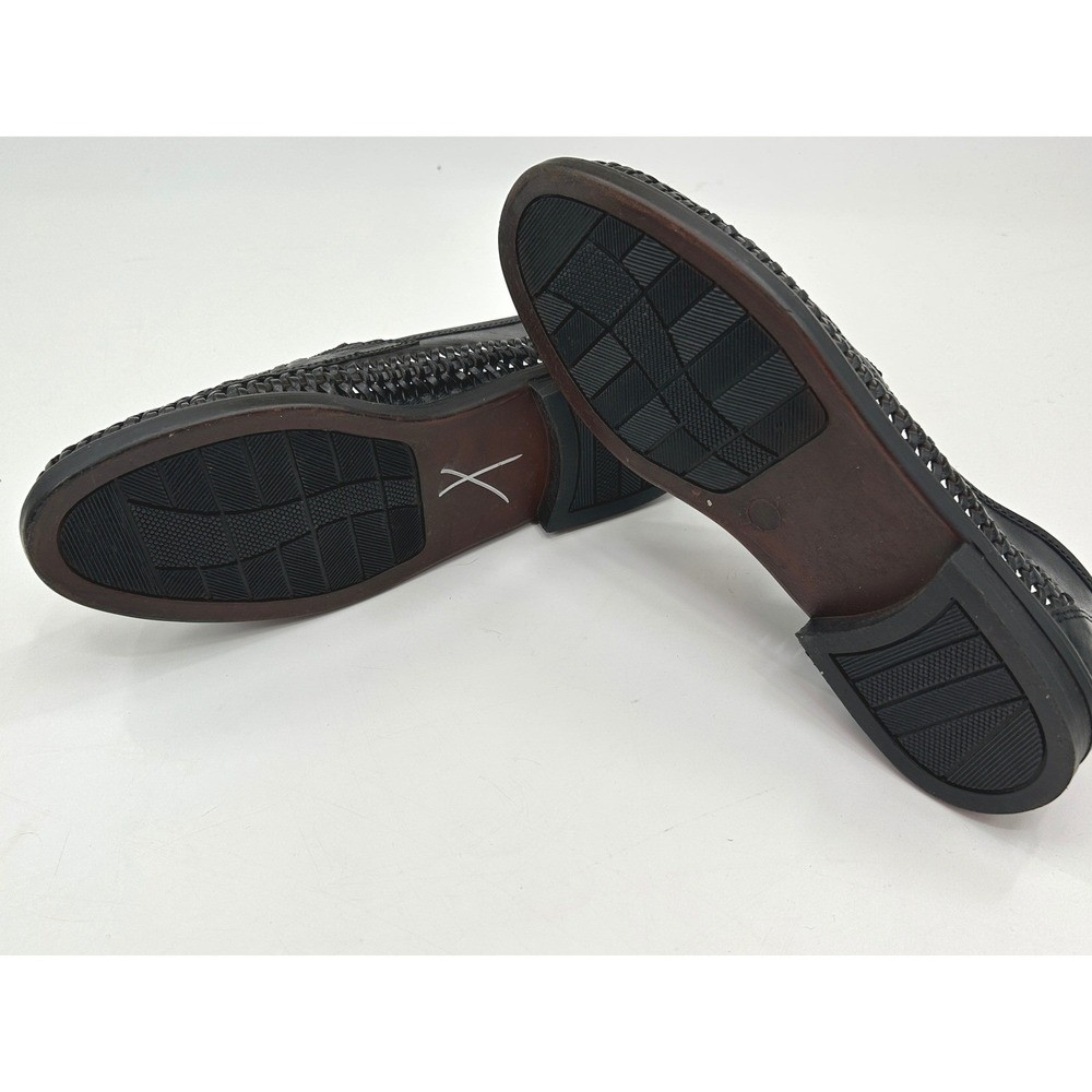 Botany 500 Woven Leather Loafers Mens 8.5W Black Basket Weave Slip On - Picture 11 of 12